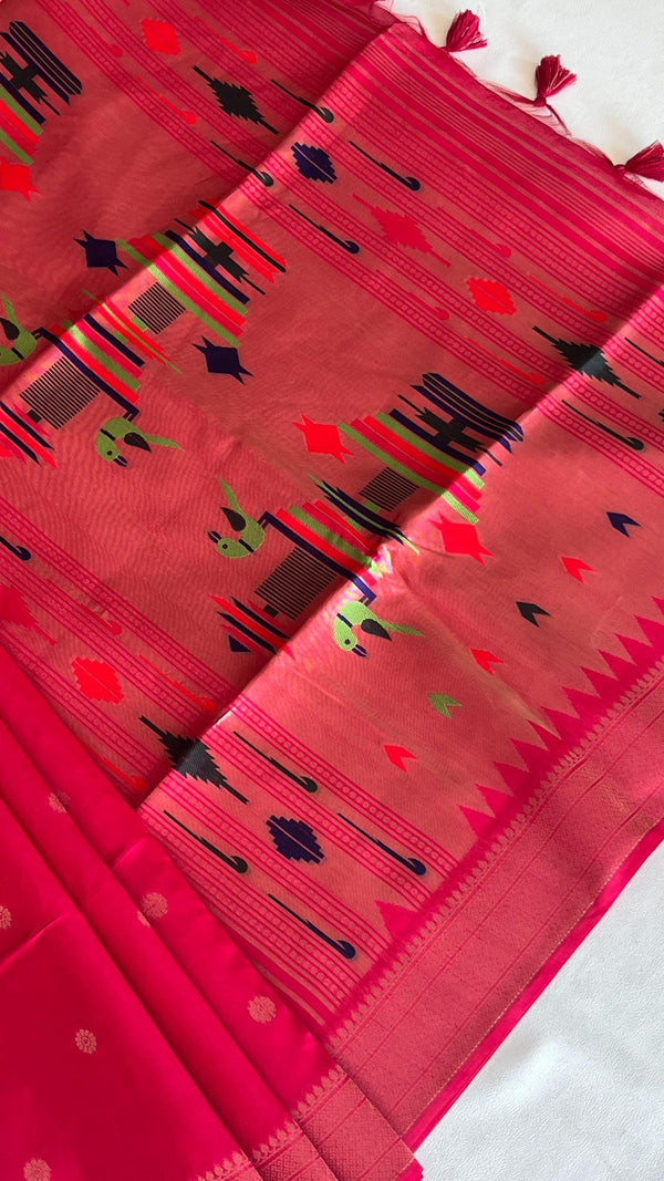 Semi Jute Cotton Saree with Paithani Design Pallu