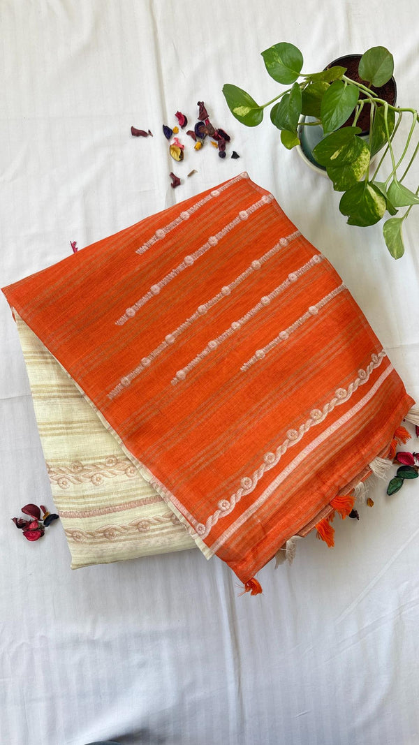Linen Zari Woven Saree