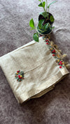 Semi Tussar Saree with French Knot Embroidery