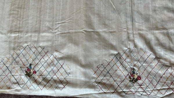 Semi Tussar Saree with French Knot Embroidery