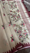 Semi Tussar Saree with French Knot Embroidery