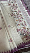 Semi Tussar Saree with French Knot Embroidery