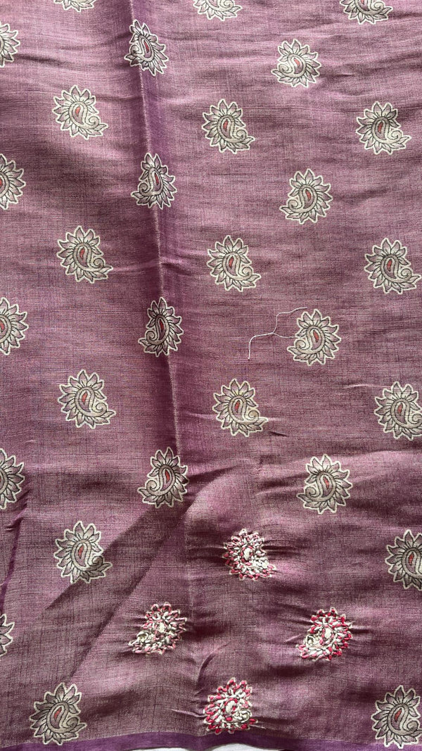 Semi Tussar Saree with French Knot Embroidery