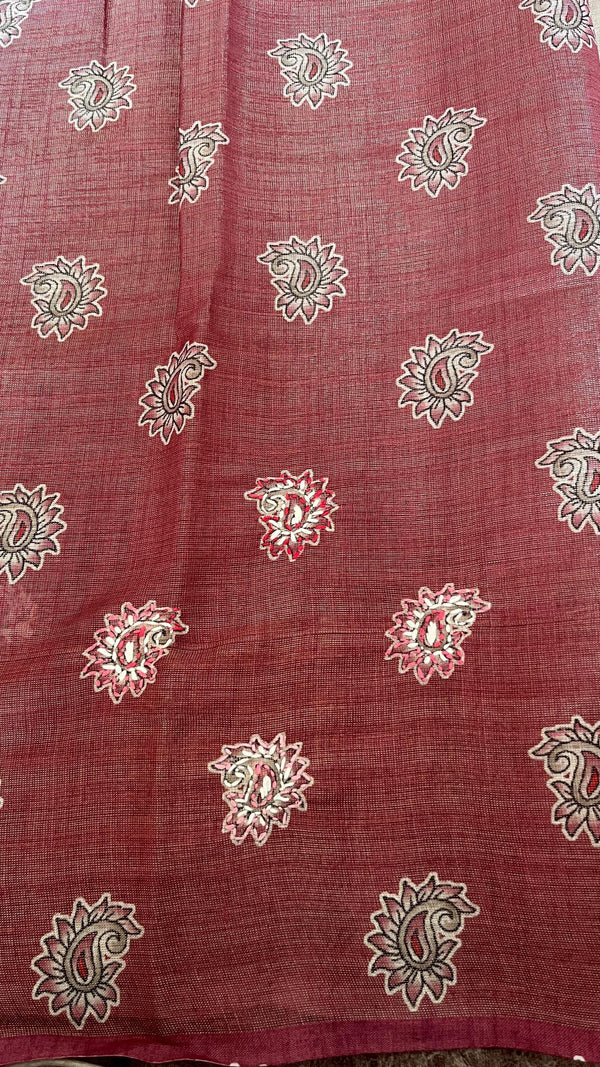 Semi Tussar Saree with French Knot Embroidery