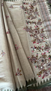 Semi Tussar Saree with French Knot Embroidery