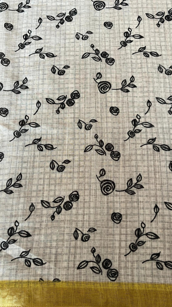 Linen Mixed Jute Saree with Digital Prints