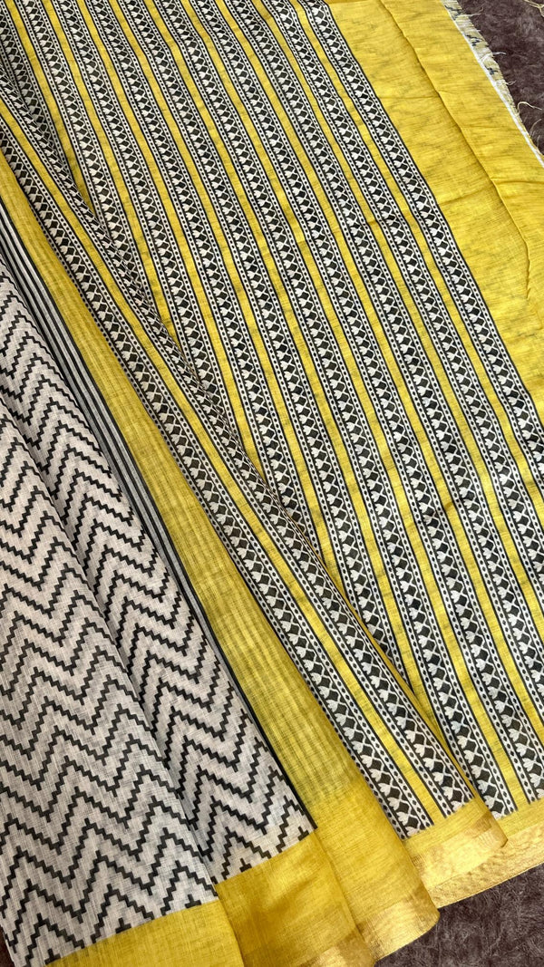 Linen Mixed Jute Saree with Digital Prints