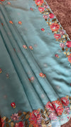 Georgette Organza Saree with Embroidery
