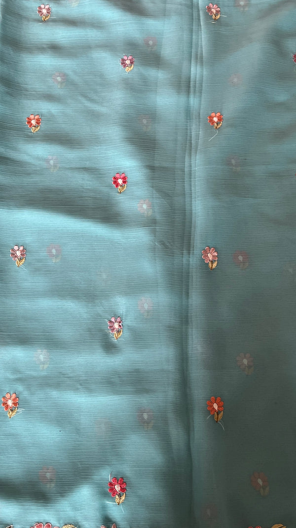 Georgette Organza Saree with Embroidery
