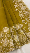 Pure Organza Saree with Floral Embroidery