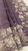 Pure Organza Saree with Floral Embroidery