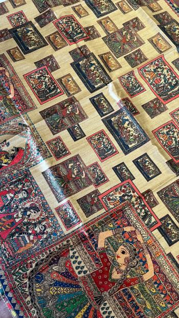 Mithila Art Printed Fancy Cotton Sarees