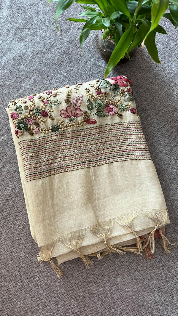 Linen Tissue- French Knot Embroidery