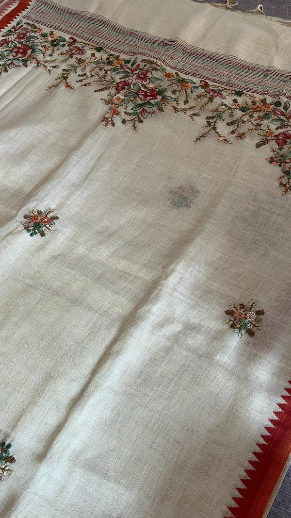 Linen Tissue- French Knot Embroidery