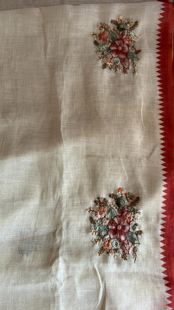 Linen Tissue- French Knot Embroidery