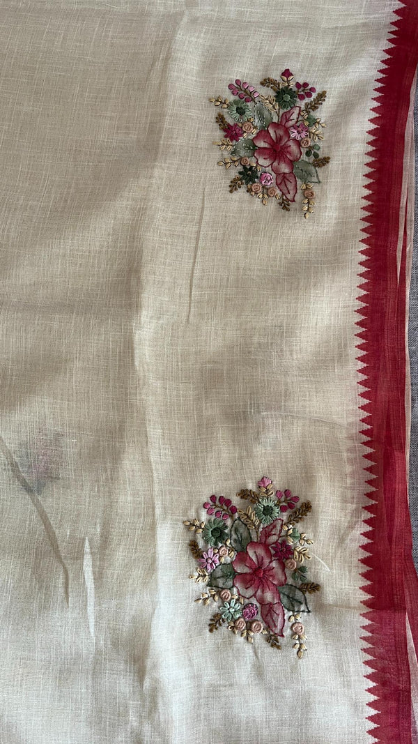 Linen Tissue- French Knot Embroidery