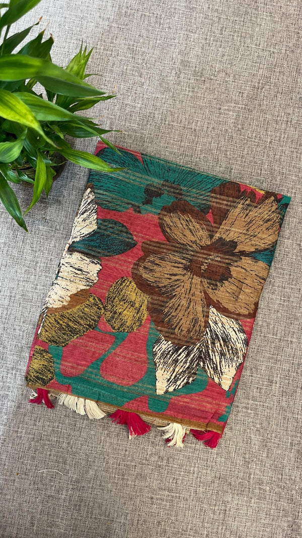 Linen Zari Woven Saree