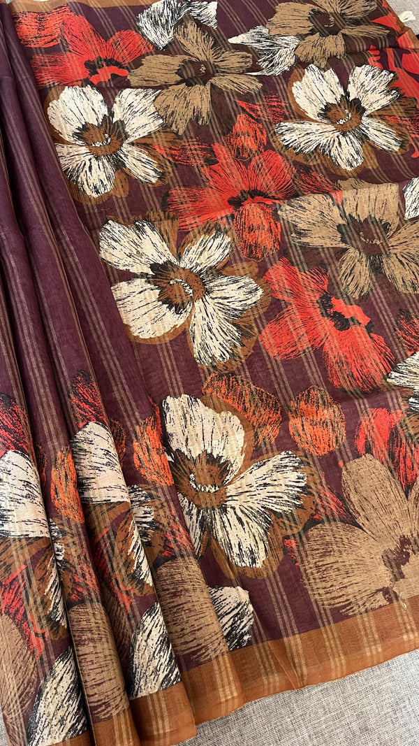 Linen Zari Woven Saree