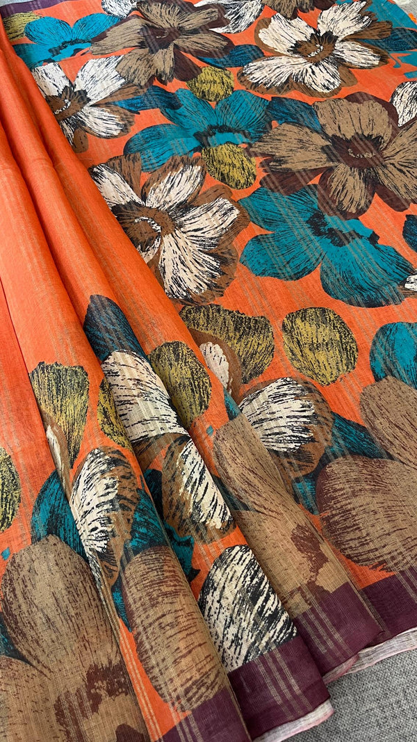 Linen Zari Woven Saree