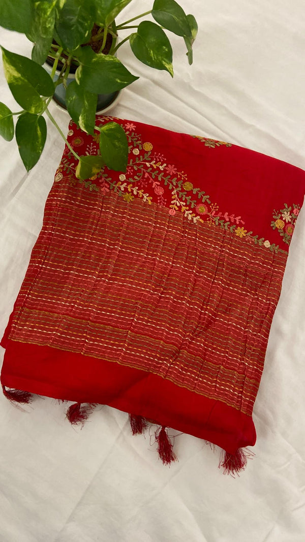 Viscose Dola French Knot Saree