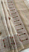 Linen Saree with French Knot Embroidery