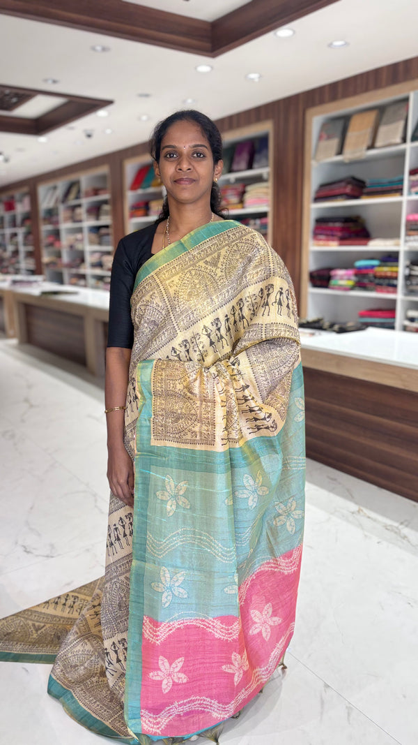 All Day Wear Fancy Chappa Tissue Saree