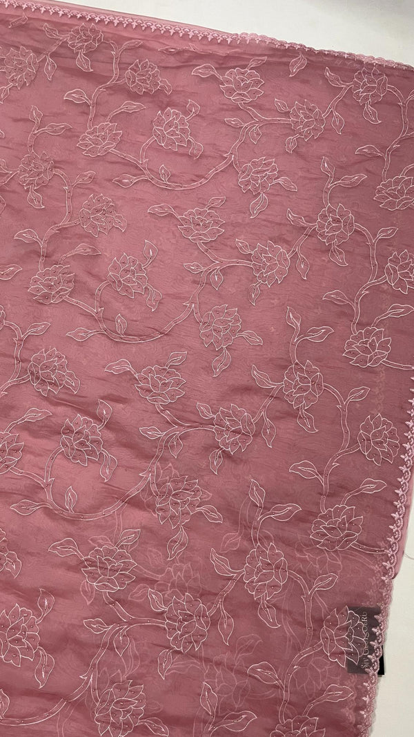 ORGANZA WITH FLORAL EMBROIDERY