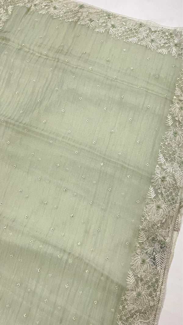 KOREAN CRUSHED ORGANZA SAREE
