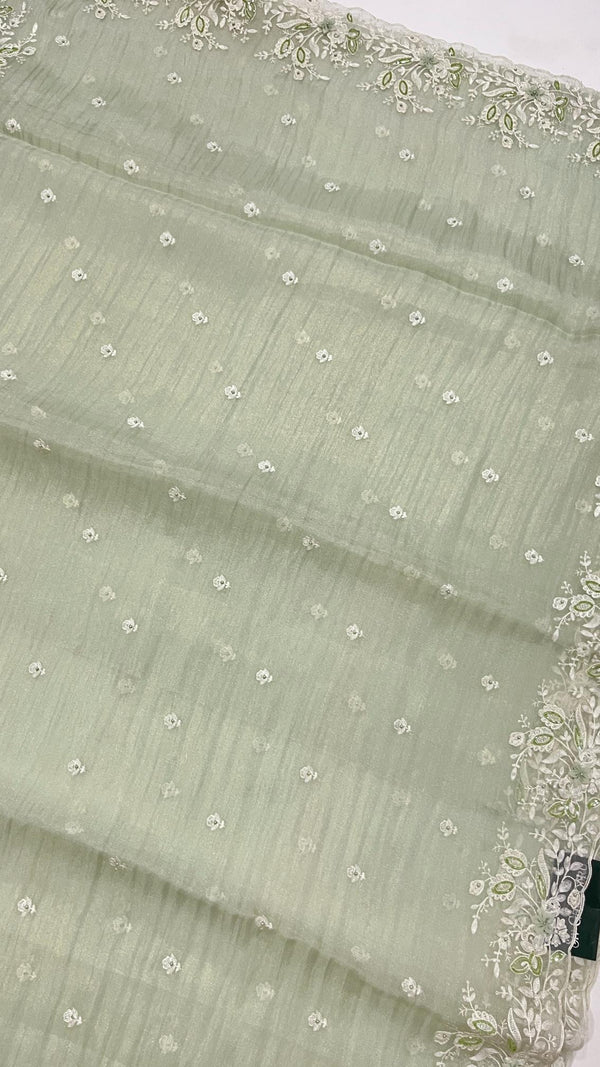 KOREAN CRUSHED ORGANZA SAREE