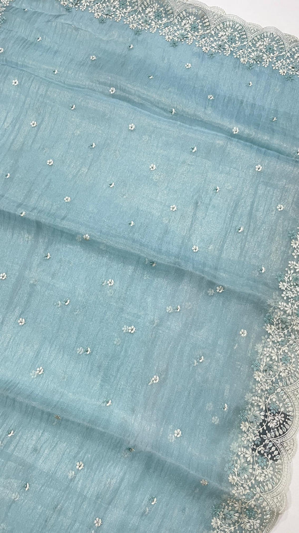 KOREAN CRUSHED ORGANZA SAREE