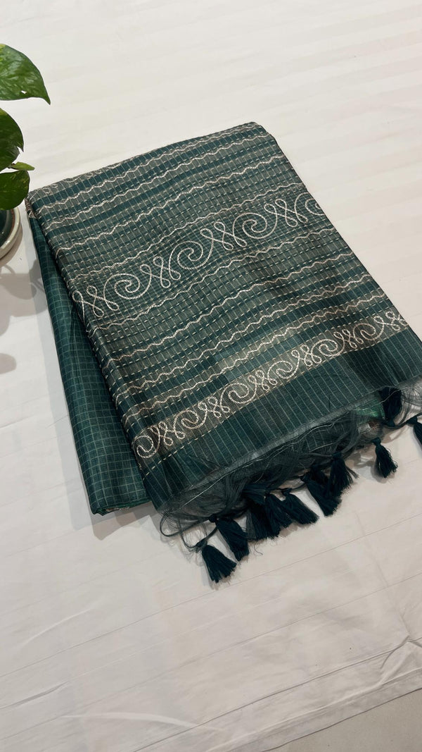 Semi Tussar Applique Saree