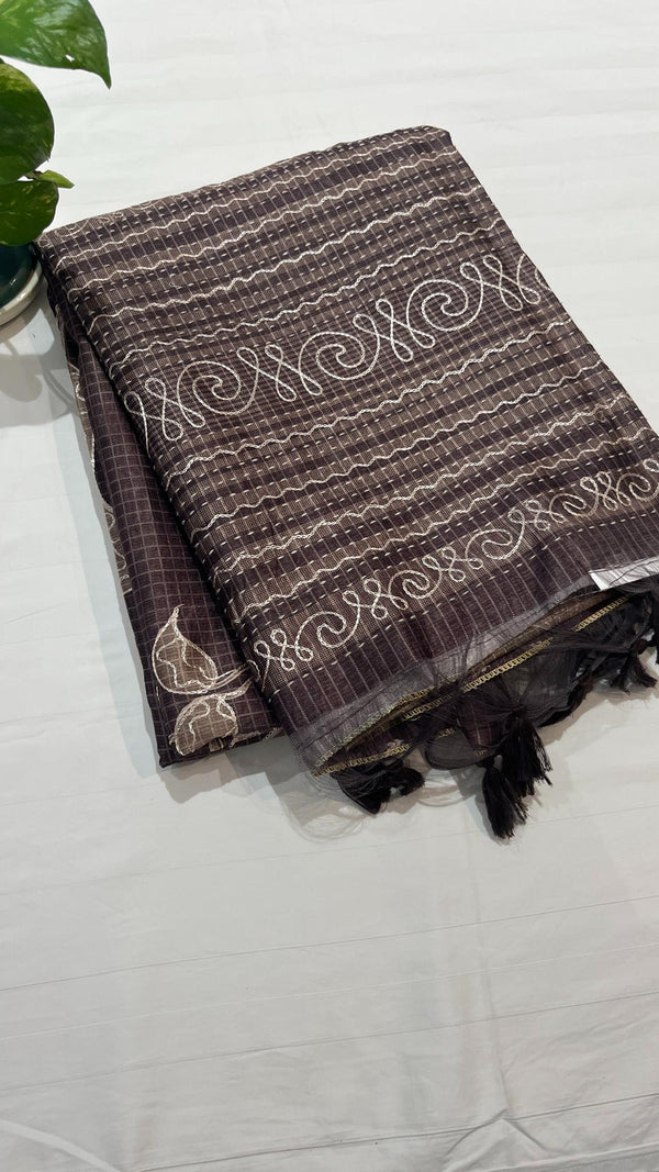 Semi Tussar Applique Saree