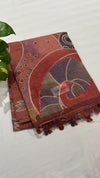 Linen cut work saree