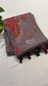 Linen cut work saree