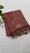 Linen cut work saree