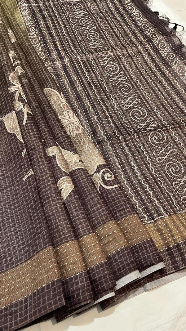 Semi Tussar Applique Saree