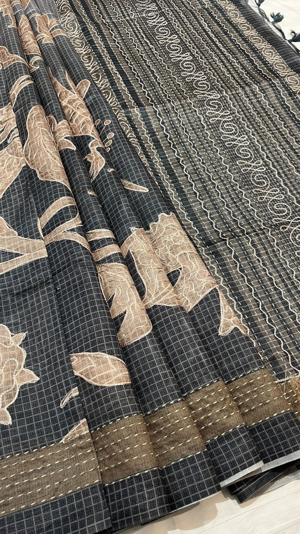 Semi Tussar Applique Saree