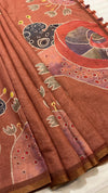 Linen cut work saree
