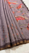Linen cut work saree