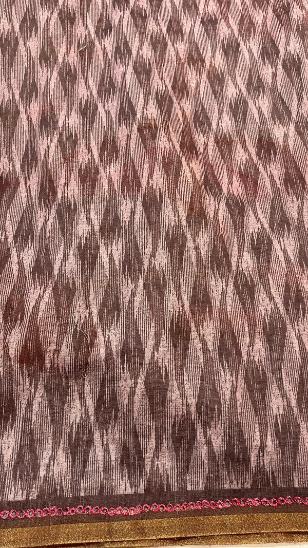 Linen cut work saree