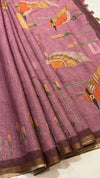 Linen cut work saree