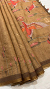 Linen cut work saree