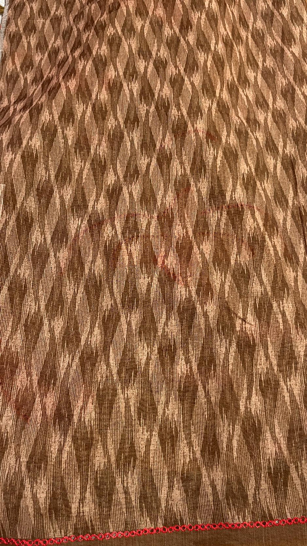Linen cut work saree