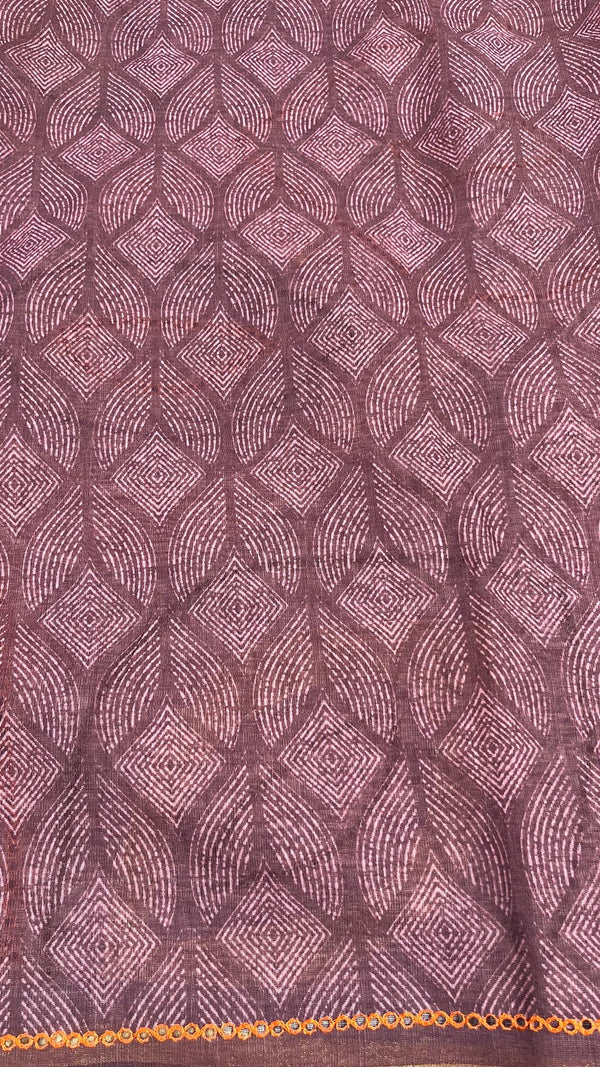 Linen cut work saree