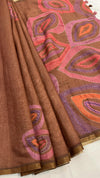 Linen cut work saree