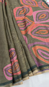 Linen cut work saree
