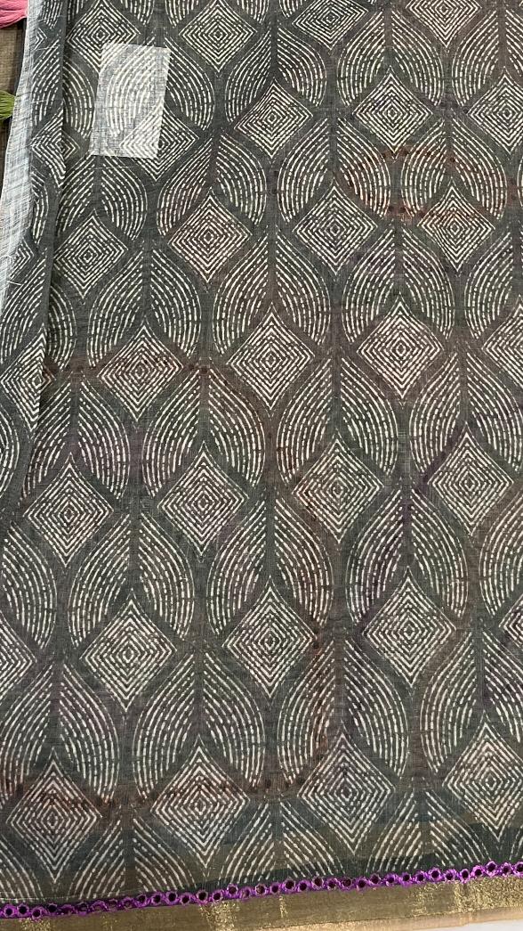 Linen cut work saree