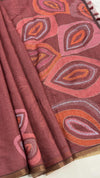 Linen cut work saree
