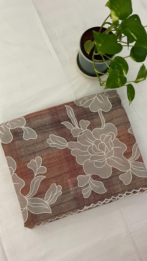 Linen Tissue Appliqué Saree
