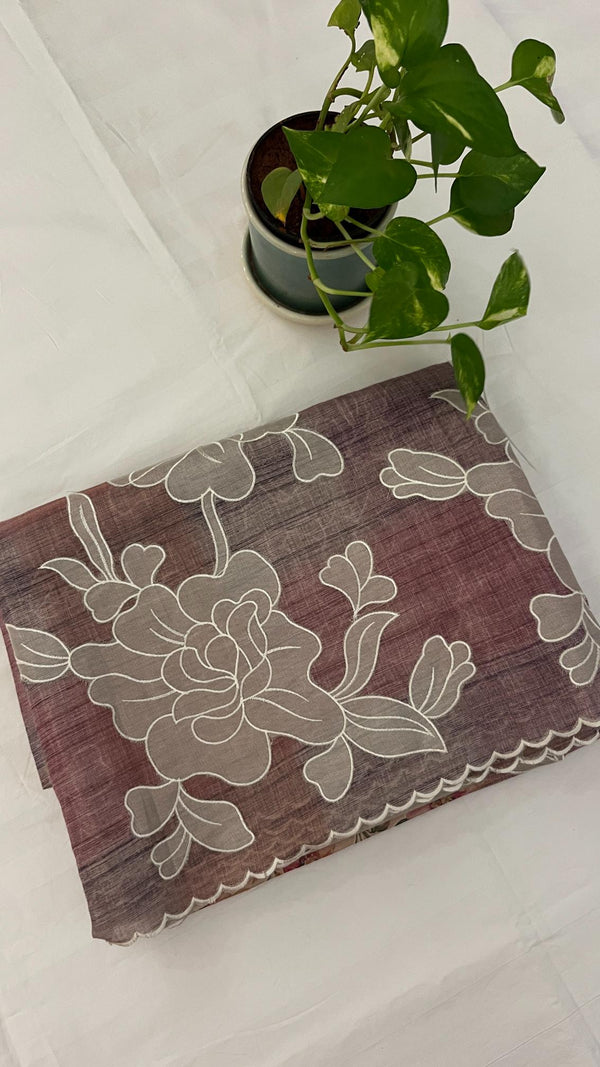 Linen Tissue Appliqué Saree
